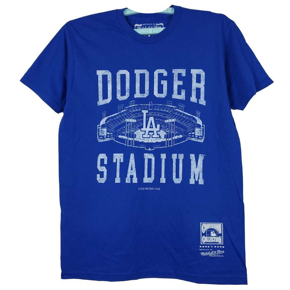 LA Dodgers Mitchell & Ness MLB M Medium Shirt‎ Dodger Stadium Blue White New